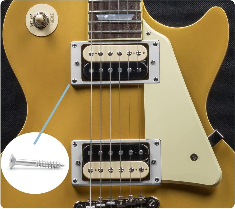 harpfeas Guitar Humbucker Pickup Ring Mounting Screws Pickup Frame Surround Screws Compatible with Epiphone Les Paul Stratocaster SG Guitar (Chrome 50 Pack) - Image 3